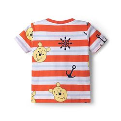 Babyhug Disney Cotton Knit Half Sleeves T-Shirt with Winnie the Pooh Print - Red & Blue