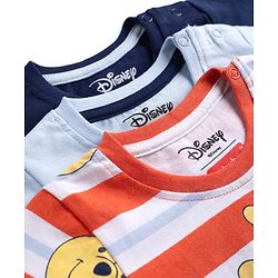 Babyhug Disney Cotton Knit Half Sleeves T-Shirt with Winnie the Pooh Print - Red & Blue