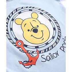 Babyhug Disney Cotton Knit Half Sleeves T-Shirt with Winnie the Pooh Print - Red & Blue