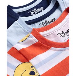 Babyhug Disney Cotton Knit Half Sleeves T-Shirt with Winnie the Pooh Print - Red & Blue