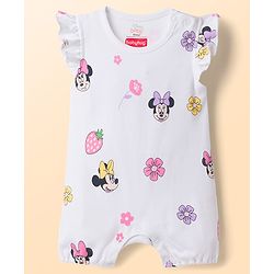 Babyhug Disney Interlock Knit Frill Sleeves Rompers with Minnie Mouse Graphics Pack of 2 - Multicolor