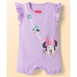 Babyhug Disney Interlock Knit Frill Sleeves Rompers with Minnie Mouse Graphics Pack of 2 - Multicolor