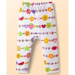 Babyhug Cotton Knit Full Length Diaper Leggings with Fruit & Heart Print Pack of 3 - Multicolor
