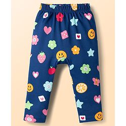 Babyhug Cotton Knit Full Length Diaper Leggings with Fruit & Heart Print Pack of 3 - Multicolor