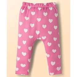 Babyhug Cotton Knit Full Length Diaper Leggings with Fruit & Heart Print Pack of 3 - Multicolor
