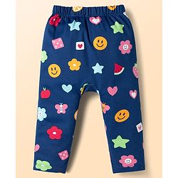 Babyhug Cotton Knit Full Length Diaper Leggings with Fruit & Heart Print Pack of 3 - Multicolor
