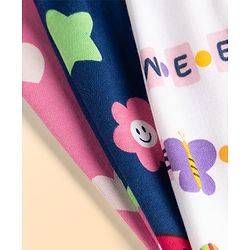 Babyhug Cotton Knit Full Length Diaper Leggings with Fruit & Heart Print Pack of 3 - Multicolor