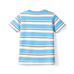 Babyhug 100% Cotton Single Jersey Knit Half Sleeves Striped T-Shirt & Shorts Set with Lion Print - Multicolor