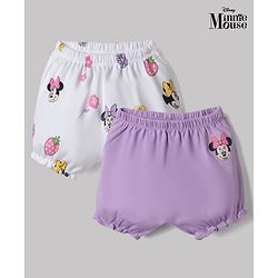 Babyhug Disney Single Jersey Knit Bloomer With Minnie Mouse Graphic Pack of 2 - White & Lilac