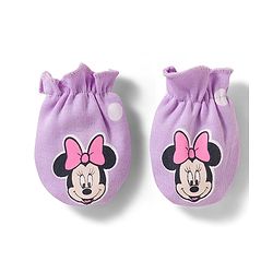 Babyhug Disney Interlock Knit Cap Mittens & Booties Set With Minnie Mouse Print Lavender - Diameter 15 cm