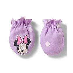 Babyhug Disney Interlock Knit Cap Mittens & Booties Set With Minnie Mouse Print Lavender - Diameter 15 cm