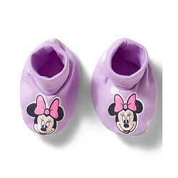Babyhug Disney Interlock Knit Cap Mittens & Booties Set With Minnie Mouse Print Lavender - Diameter 15 cm