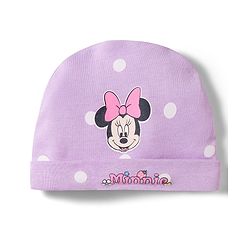 Babyhug Disney Interlock Knit Cap Mittens & Booties Set With Minnie Mouse Print Lavender - Diameter 15 cm