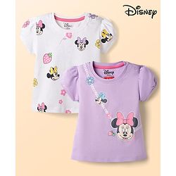 Babyhug Disney Cotton Knit Half Sleeves T-Shirt with Minnie Mouse Graphic Multi Color 2-3 Years Pack of 2