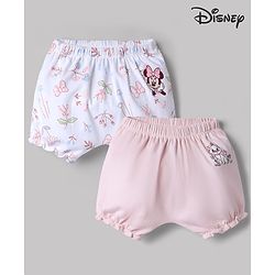 Babyhug Disney Single Jersey Knit Minnie Mouse & Marie Printed Bloomers Pack of 2 - White & Pink