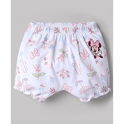 Babyhug Disney Single Jersey Knit Minnie Mouse & Marie Printed Bloomers Pack of 2 - White & Pink
