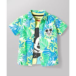 Babyhug Disney Single Jersey Knit Half Sleeves Co-ord Shirt & Shorts Set With T-Shirt & Mickey Mouse Graphics - Multicolor