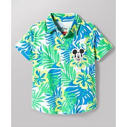 Babyhug Disney Single Jersey Knit Half Sleeves Co-ord Shirt & Shorts Set With T-Shirt & Mickey Mouse Graphics - Multicolor