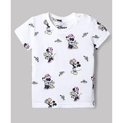 Babyhug Disney 100% Cotton Single Jersey Knit Half Sleeves Tshirts With Minnie Mouse Print Pack Of 2 - Pink & White