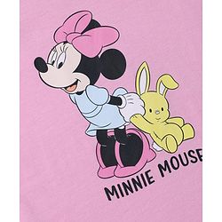 Babyhug Disney 100% Cotton Single Jersey Knit Half Sleeves Tshirts With Minnie Mouse Print Pack Of 2 - Pink & White