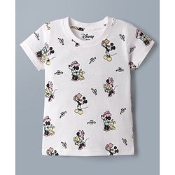 Babyhug Disney 100% Cotton Single Jersey Knit Half Sleeves Tshirts With Minnie Mouse Print Pack Of 2 - Pink & White