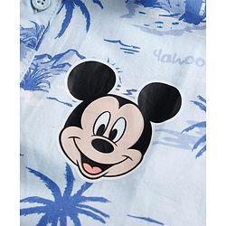 Babyhug Disney Poplin Woven Half Sleeves Shirt With Mickey & Friends Graphic - Blue