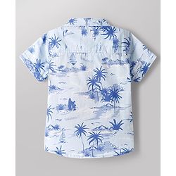 Babyhug Disney Poplin Woven Half Sleeves Shirt With Mickey & Friends Graphic - Blue