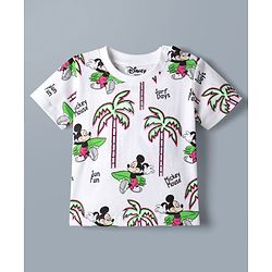 Babyhug Disney 100% Cotton Knit Half Sleeves T-Shirt & Shorts Set With Mickey Mouse Graphics - Light Green