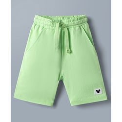Babyhug Disney 100% Cotton Knit Half Sleeves T-Shirt & Shorts Set With Mickey Mouse Graphics - Light Green