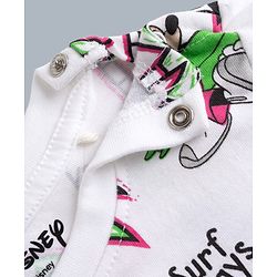 Babyhug Disney 100% Cotton Knit Half Sleeves T-Shirt & Shorts Set With Mickey Mouse Graphics - Light Green