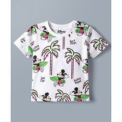 Babyhug Disney 100% Cotton Knit Half Sleeves T-Shirt & Shorts Set With Mickey Mouse Graphics - Light Green