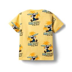 Babyhug Disney 100% Cotton Knit Half Sleeves Co-Ords T-Shirt & Shorts Set With Mickey Mouse Graphic & Beach Theme Print - Yellow