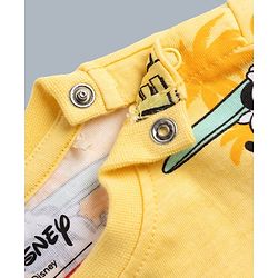 Babyhug Disney 100% Cotton Knit Half Sleeves Co-Ords T-Shirt & Shorts Set With Mickey Mouse Graphic & Beach Theme Print - Yellow