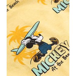 Babyhug Disney 100% Cotton Knit Half Sleeves Co-Ords T-Shirt & Shorts Set With Mickey Mouse Graphic & Beach Theme Print - Yellow