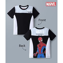 Babyhug Marvel 100% Cotton Knit Half Sleeves T-Shirt With Spider Man Graphic - Light Blue