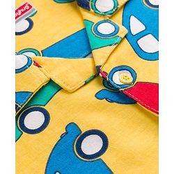 Babyhug 100% Cotton Knit Full Sleeves Shirt & Pyjama Night Suit with Cars Print - Yellow