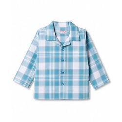 Babyhug Cotton Woven Full Sleeves Checked Co-Ords Shirt & Pyjama Night Suit - Light Blue