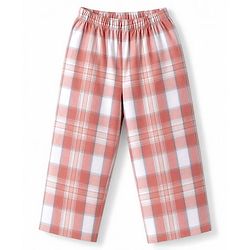 Babyhug Cotton Woven Full Sleeves Checked Co-Ords Shirt & Pyjama Night Suit - Coral