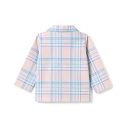 Babyhug Cotton Knit Full Sleeves Shirt & Pyjama Night Suit with Checks - Peach & Blue