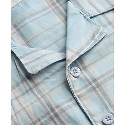 Babyhug Cotton Knit Full Sleeves Shirt & Pyjama Night Suit with Checks - Light Blue