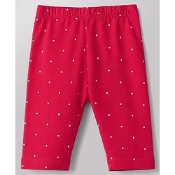 Babyhug Cotton Knit Three Fourth Leggings With Polka Dot & Floral Print Pack of 3 - Red White & Pink