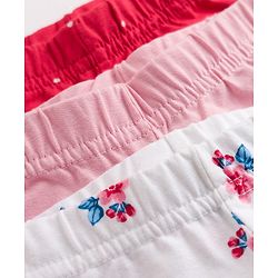 Babyhug Cotton Knit Three Fourth Leggings With Polka Dot & Floral Print Pack of 3 - Red White & Pink
