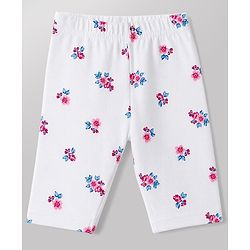 Babyhug Cotton Knit Three Fourth Leggings With Polka Dot & Floral Print Pack of 3 - Red White & Pink