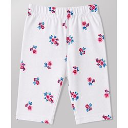 Babyhug Cotton Knit Three Fourth Leggings With Polka Dot & Floral Print Pack of 3 - Red White & Pink