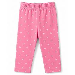 Babyhug Cotton Knit Three Fourth Leggings With Floral & Berry Print Pack of 3 - Navy & Pink