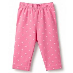 Babyhug Cotton Knit Three Fourth Leggings With Floral & Berry Print Pack of 3 - Navy & Pink
