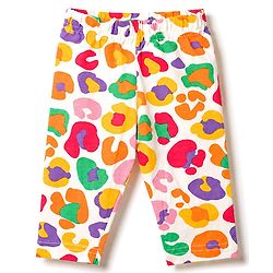 Babyhug Cotton Knit Knee Length Floral Printed Three Fourth Leggings Pack Of 3 - Red Mustard & White