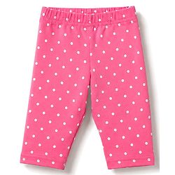 Babyhug Cotton Knit Knee Length Floral Printed Three Fourth Leggings Pack Of 3 - Red Mustard & White