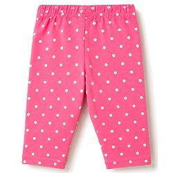 Babyhug Cotton Knit Knee Length Floral Printed Three Fourth Leggings Pack Of 3 - Red Mustard & White