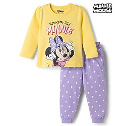 Babyhug Disney Single Jersey Knit Full Sleeves T-Shirt & Pyjama Night Suit with Minnie Graphics - Multicolour